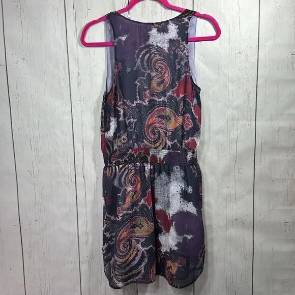 Free People Boho Paisley Print Mini Dress Lace Up Sleeveless Festival Indie - Picture 16 of 16